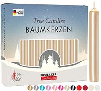 BRUBAKER Bougies de Noël en Cire - Idéales pour Sapin & Pyramide de Noël | Lot de 20 - Ø 1,25 cm - Or pâle