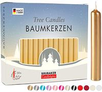 BRUBAKER Bougies de Noël en Cire - Idéales pour Sapin & Pyramide de Noël | Lot de 200 - Ø 1,25 cm - Doré/Or
