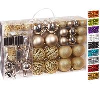 BRUBAKER - Boules de Noël & Pointe de Sapin - 101 Pièces/Coffret XXL - Décoration Arbre de Noël - Champagne