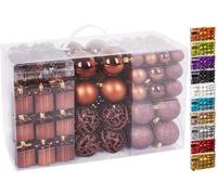BRUBAKER - Boules de Noël & Pointe de Sapin - 101 Pièces/Coffret XXL - Décoration Arbre de Noël - Marron