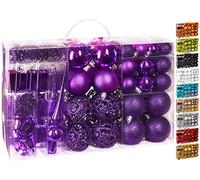 BRUBAKER - Boules de Noël & Pointe de Sapin - 101 Pièces/Coffret XXL - Décoration Arbre de Noël - Violet