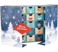 BRUBAKER Calendrier de l'Avent à Remplir - Calendrier de Noël 2026 | DIY à Déplier avec 24 Portières pour Coupons, Bonbons et autres Surprises - 27 cm en Carton - Bleu