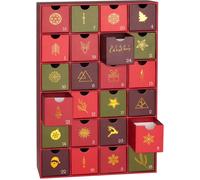 BRUBAKER Calendrier de L'Avent à Remplir - Noël Traditionnel Rouge Vert - Calendrier de Noël à Remplir Soi-Même avec 24 Portes