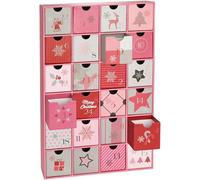 BRUBAKER Calendrier de l'Avent à Remplir pour Femmes et Filles | Magie de Noël Rose Pink - Calendrier de Noël DIY avec 24 Petites Portes pour Coupons, Bonbons et Autres Surprises - 39 cm