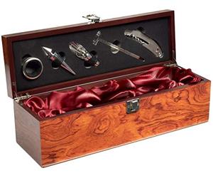 BRUBAKER Coffret Cadeau pour Le Vin - Kit 6 en 1 dans Un Coffret à Vin - Kit du Sommelier en Acier Inoxydable avec Bec Verseur + Bouchon de Bouteille + Thermomètre à Vin + Anneau Anti-Gouttes