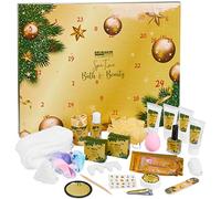 BRUBAKER Cosmetics - Calendrier de l'Avent/Noël - Doré | Contient 24 Produits de Bain & Beauté - Coffret XXL de Bien-être - Idée cadeau Femme & Fille