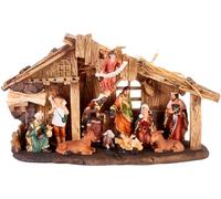 BRUBAKER Crèche de Noël - Set de Crèche de 32 cm - Décoration de Table | avec 11 Figurines Peintes à la Main - Figurine de Noël Crèche en Résine