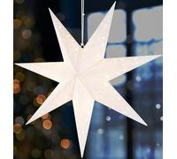 BRUBAKER Étoile de Noël à Suspendre - 60 cm avec Douille E14 - Set Étoile de Papier 3D avec 3,5 m de Câble - Décoration Lumineuse de Fenêtre pour l'Avent - Blanc