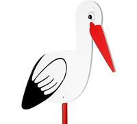 BRUBAKER - Grande Cigogne en Bois - Piquet de sol amovible - Décoration pour Chambre bébé / Jardin - Hauteur totale 110 cm - Idée cadeau Naissance / Baptême