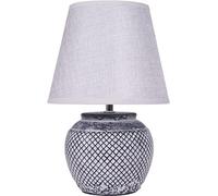 BRUBAKER - Lampe de table/de chevet - Design classique - Hauteur 30,5 cm - Pied en Céramique - Abat-jour en Lin/Gris clair