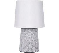 BRUBAKER - Lampe de table/de chevet - Design scandinave/moderne - Hauteur 33 cm - Pied en Céramique/Gris - Abat-jour en Lin/Blanc
