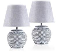 BRUBAKER - Lampe de table/de chevet - Lot de 2 - Design classique - Hauteur 30,5 cm - Pied en Céramique