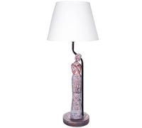 BRUBAKER Lampe de table ou de chevet African woman in copper look - Lampe de table avec base en céramique et abat-jour en tissu - hauteur 58 cm, Grey White