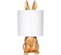 BRUBAKER Lampe de Table ou de Chevet Lapin Doré - Lampe de Table avec Pied en Céramique et Abat-jour en Tissu - 42 cm de Hauteur, Blanc Or