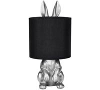 BRUBAKER Lampe de Table ou de Chevet Lapin Doré - Lampe de Table avec Pied en Céramique et Abat-jour en Tissu - 42 cm de Hauteur, Noir Argenté