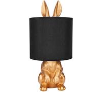 BRUBAKER Lampe de Table ou de Chevet Lapin Doré - Lampe de Table avec Pied en Céramique et Abat-jour en Tissu - 42 cm de Hauteur, Noir Or