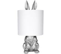 BRUBAKER Lampe de Table ou de Chevet Lapin Doré - Lampe de Table avec Pied en Céramique et Abat-jour en Tissu - 42 cm de Hauteur, Blanc Argenté
