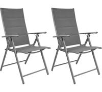 BRUBAKER Lot de 2 chaises de jardin Riva - Chaises pliantes - Dossier réglable en 7 positions - Chaises pliantes résistantes aux intempéries - Gris