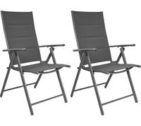 BRUBAKER, lot de 2 chaises de jardin Riva - chaises pliantes - dossiers réglables sur 7 positions - chaises pliantes résistantes aux intempéries - anthracite