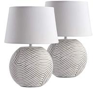 BRUBAKER - Lot de 2 lampes de table ou de chevet, abat-jour blanc et base en céramique bicolore, finition mate, hauteur 38 cm, couleur blanc/gris