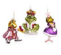 BRUBAKER Lot de 3 boules de Noël en verre soufflé à la bouche - Motif grenouille - Peinte à la main - Décoration de sapin de Noël amusante