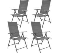 BRUBAKER Lot de 4 chaises de jardin Riva - Chaises pliantes - Dossier réglable en 7 positions - Chaises pliantes résistantes aux intempéries - Gris