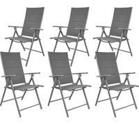 BRUBAKER Lot de 6 chaises de jardin Riva - Chaises pliantes - Dossier réglable en 7 positions - Chaises pliantes résistantes aux intempéries - Gris
