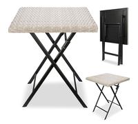 BRUBAKER Lugano - table de jardin rectangulaire en rotin synthétique et métal - Résistante aux intempéries - Table d'appoint pliable