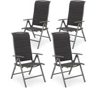 BRUBAKER Milano Lot de 4 Chaises de Jardin Pliante - Chaises à Dossier Haut réglable en 8 Positions - Rembourré - Imperméable -