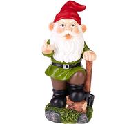 BRUBAKER Nain de Jardin avec Un Majeur - Nain Culotté avec Bêche - Figurine de Jardin - Drôle Décoration Résistante aux Intempéries pour Jardin et Camping - 24 cm