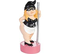 BRUBAKER Nain de Jardin Sexy Danseuse - Strip-Teaseuse avec Costume de Femme de Ménage à Une Barre de Strip - Drôle Décoration Résistante aux Intempéries pour Jardin et Camping - 23 cm