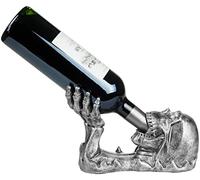 BRUBAKER Porte-Bouteille à vin Tête de Mort - Crâne Buveur avec Main Squelette argenté - Figure Peinte à la Main Accessoires pour Le vin