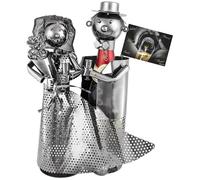 BRUBAKER Porte-bouteille de champagne - Couple marié - Mariage - Métal - Carte de vœux incluse - Idée cadeau originale - Objet