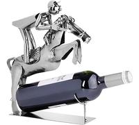BRUBAKER - Porte-Bouteille de vin - Cavalier à Cheval - Sculpture en Métal - Carte de voeux INCL. - Idée Cadeau Originale