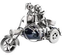 BRUBAKER Porte-Bouteille de vin - Couple à Moto - Sculpture en Métal