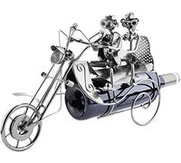 BRUBAKER - Porte-bouteille de vin - Couple à moto - Sculpture en Métal - Carte de voeux incl. - Idée cadeau originale