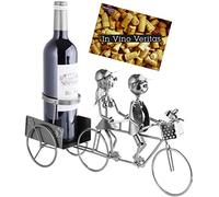BRUBAKER Porte-Bouteille de vin - Couple à vélo/en Tandem - Métal - Carte de vœux Incluse - Idée Cadeau Originale - Objet décoratif