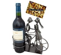 BRUBAKER - Porte-Bouteille de vin - Couple avec vélo - Métal - Carte de vœux Incluse - Idée Cadeau Originale - Objet décoratif