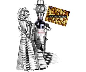 BRUBAKER - Porte-bouteille de vin - Couple marié/Mariage - Sculpture en Métal - Carte de voeux incl. - Idée cadeau originale