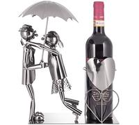 BRUBAKER - Porte-Bouteille de vin - Couple sous Parapluie - Sculpture en Métal - Carte de voeux INCL. - Idée Cadeau Originale