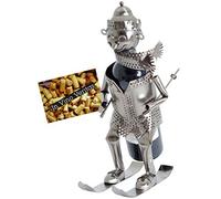 BRUBAKER Porte-bouteille de Vin décoratif - Sculpture en Métal - Idée cadeau - Skieur