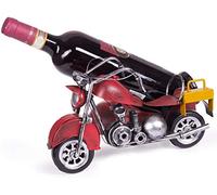 BRUBAKER Porte-Bouteille de vin - Moto Side-Car Rouge - Sculpture en Métal