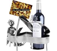BRUBAKER Porte-Bouteille de vin - Pianiste & Piano à Queue | Sculpture en Métal - Carte de voeux incl. - Idée cadeau originale