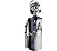 BRUBAKER Porte-Bouteille de vin - Pompier avec extincteur - Sculpture | Métal - Carte de voeux incl. - Idée cadeau originale