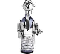 BRUBAKER - Porte-Bouteille de vin - Serveur/Sommelier - Sculpture en Métal - Carte de voeux INCL. - Idée Cadeau Originale