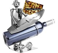 BRUBAKER Porte-Bouteille de vin - Surfeur - Métal - Carte de vœux Incluse | Idée cadeau originale - Objet décoratif