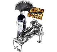 BRUBAKER Porte-Bouteille de vin - Vacancier sous Parasol | Sculpture en Métal - Carte de voeux incl. - Idée cadeau originale