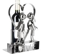 BRUBAKER Porte-Bouteilles à Vin Love avec Carte de Voeux | Couple d'Amoureux dans un Grand Cœur en Métal - 29 cm Cadeau de Vin pour les Couples à la Mariage ou Anniversaire