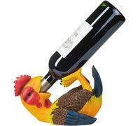 BRUBAKER Porte-Bouteilles de vin Coq assoiffé - Animaux ivres | Porte-bouteilles drôle - Poules Déco Ferme Figure peinte à la main Accessoires pour le vin Décoration