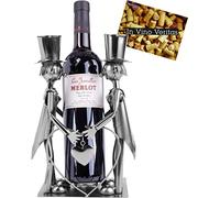 BRUBAKER Porte-Bouteilles de Vin - Couple de Mariés Humide - Objet de Décoration Métal avec Carte de Vœux pour Vadeau de Mariage